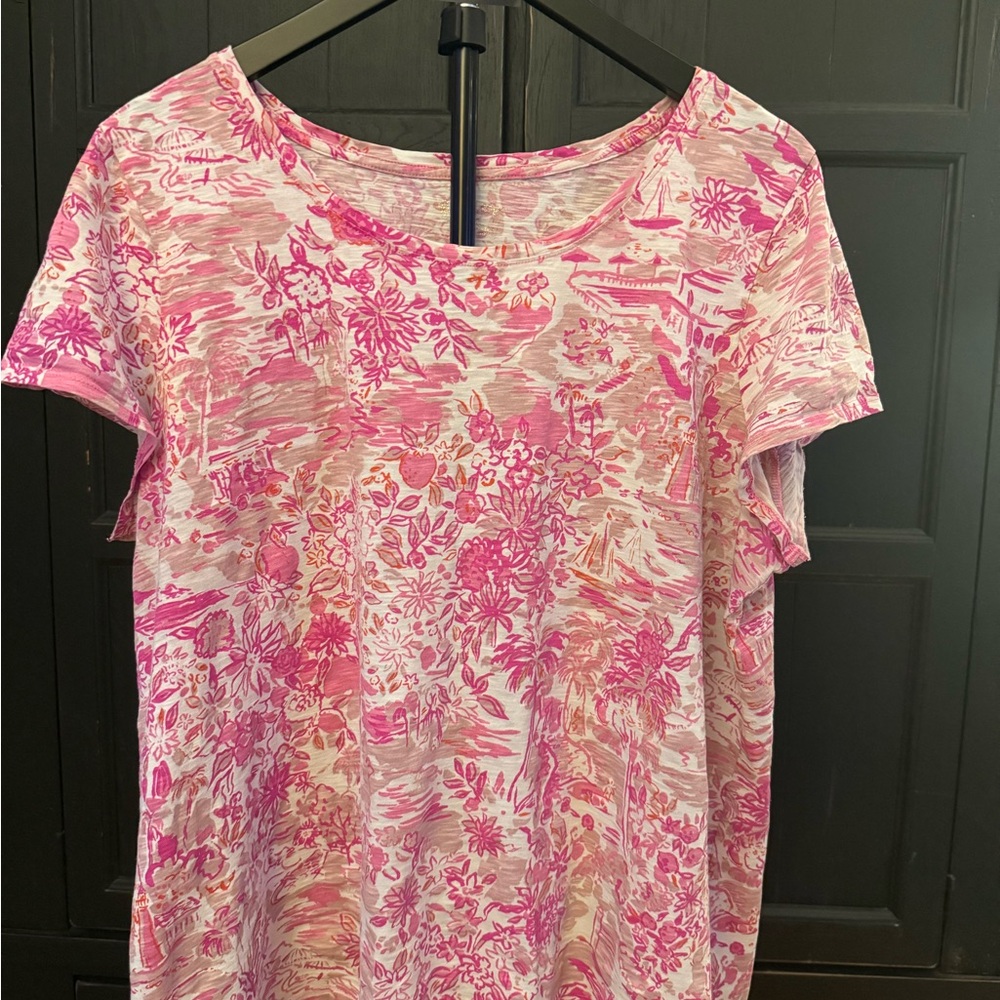 Lilly Pulitzer Pink Floral Short Sleeve Tee